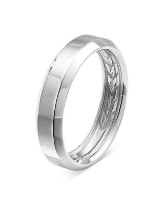 Men's 18K White Gold Beveled Band