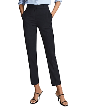 Reiss Navy Wool Blend Tapered Suit Trousers In Navy