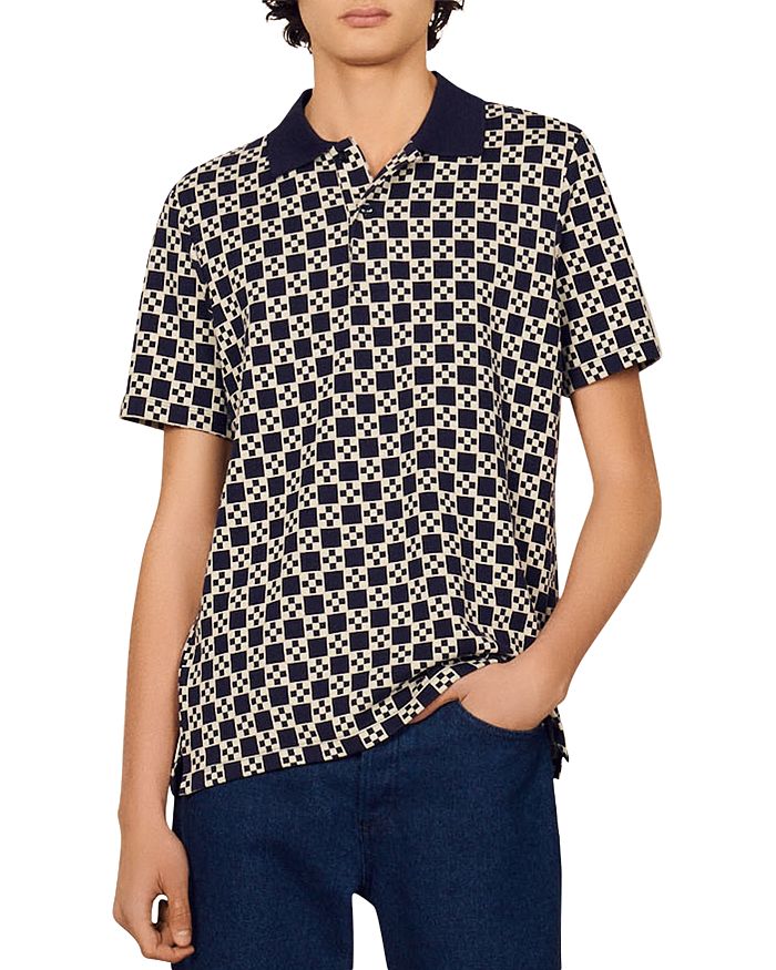 Sandro Monogrammed Jacquard Polo Shirt | Bloomingdale's