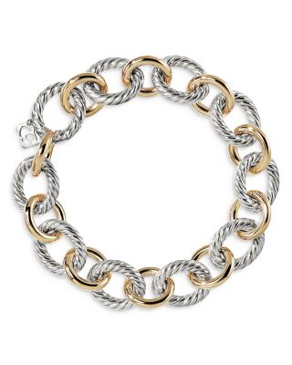 18K Yellow Gold & Sterling Silver Oval Link Bracelet