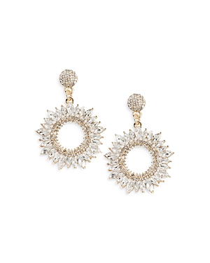 Shashi Solar Crystal-embellished Drop Earrings In White/gold