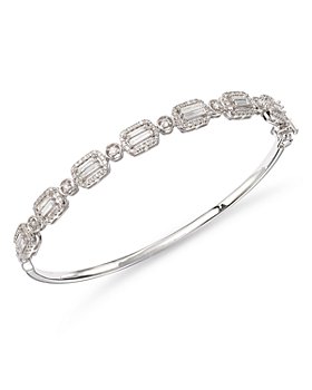 Bloomingdale's - Diamond Round & Baguette Bangle Bracelet in 14K White Gold, 1.0 ct. t.w. - 100% Exclusive