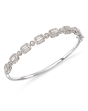 Bloomingdale's Diamond Round & Baguette Bangle Bracelet In 14k White Gold, 1.0 Ct. T.w. - 100% Exclusive
