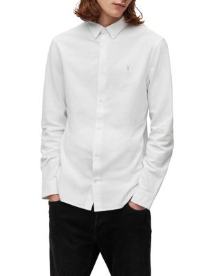 Allsaints Lovell Cotton Slim Fit Button Down Shirt In White