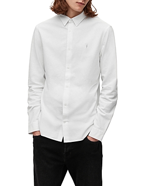 Shop Allsaints Lovell Ramskull Long Sleeve Slim Fit Shirt In White