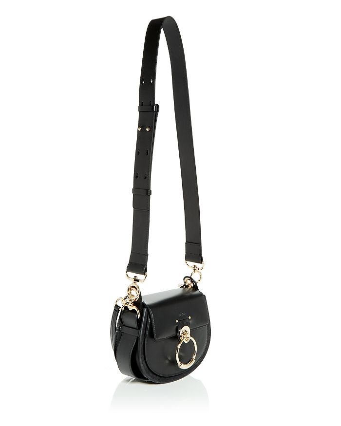 Shop Chloé Tess Small Leather Crossbody In Black/gold