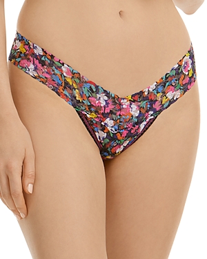 Hanky Panky Low-rise Printed Lace Thong In Confetti Floral