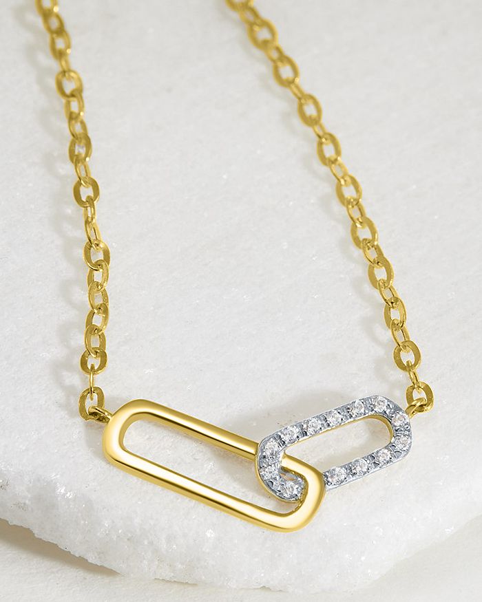 Bloomingdale's - Diamond Accent Paperclip Necklace in 14k White & Yellow Gold, 0.05 ct. t.w. - 100% Exclusive