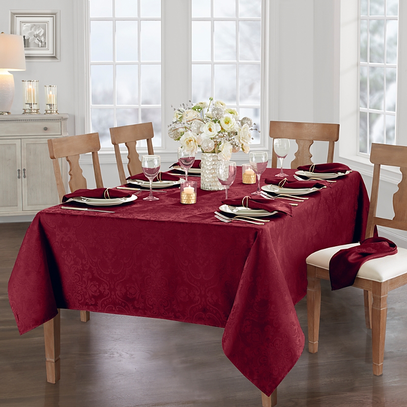ELRENE HOME FASHIONS ELRENE CAIDEN ELEGANCE DAMASK OBLONG TABLECLOTH, 60 X 144