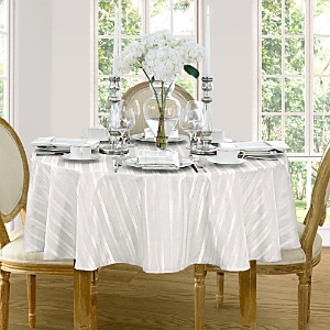 Villeroy & Boch Elrene Denley Stripe Jacquard Round Tablecloth, 70 X 70 In White