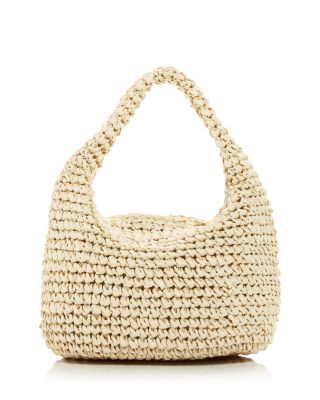 AQUA - Mini Slouch Woven Basket Top Handle Bag - Exclusive