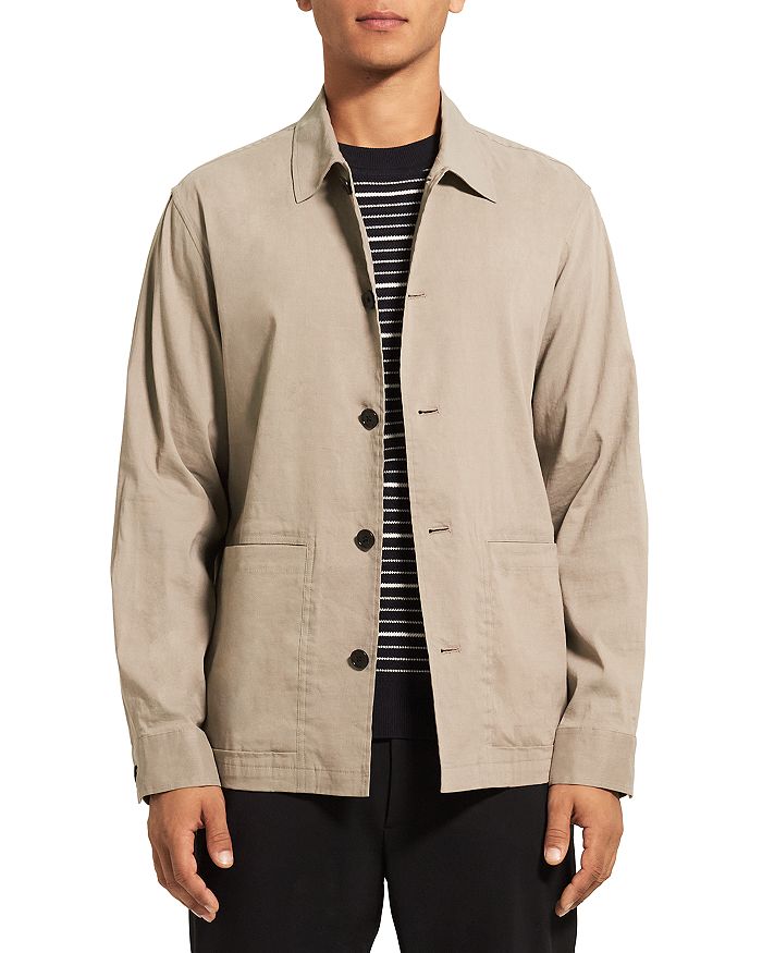 Theory Button Front Regular Fit Linen Jacket | Bloomingdale's