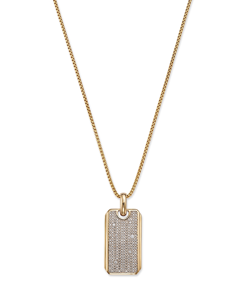 Bloomingdale's Men's Diamond Dog Tag Pendant Necklace In 14k Yellow Gold, 0.50 Ct. T. W. - Exclusive In White/gold
