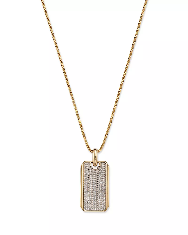 Bloomingdale's Fine Collection Men's Diamond Dog Tag Pendant Necklace in 14K Yellow Gold, 0.50 tcw