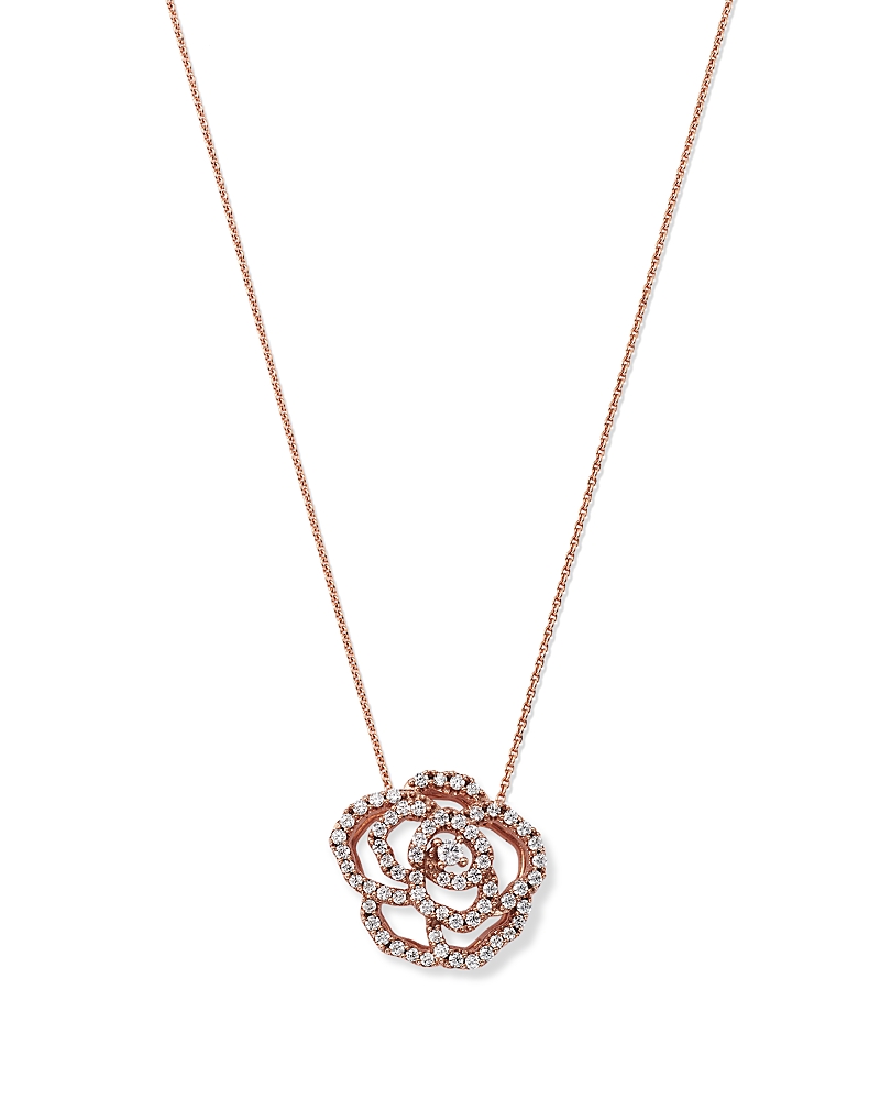 Bloomingdale's Diamond Rose Flower Pendant Necklace In 14k Rose Gold, 0.30 Ct. T. W. - Exclusive In Rose Gold