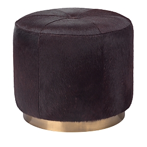Shop Jamie Young Thackeray Round Pouf Ottoman In Brown
