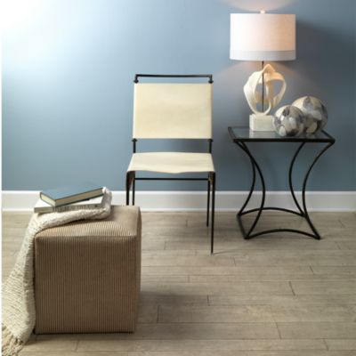  Pinstripe Hide Ottoman