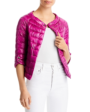 Herno Cropped Down Puffer Jacket In Raspberry