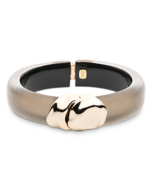 Alexis Bittar Molten Hinge Bracelet In Tan/gold