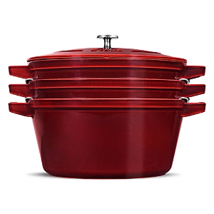 Shop Staub 4 Pc Stackable Enameled Cast Iron Set In Grenadine