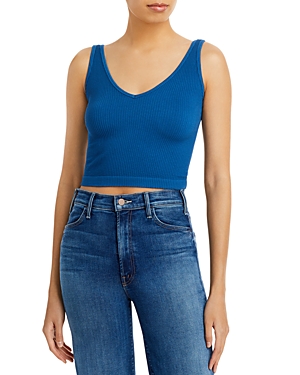 Free People Sleeveless Scoopneck Ribbed Cropped Tank In Moonlight