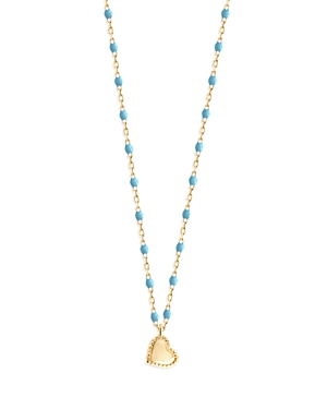 Gigi Clozeau 18k Yellow Gold Lucky Heart Pendant Necklace, 15.7 In Blue/gold