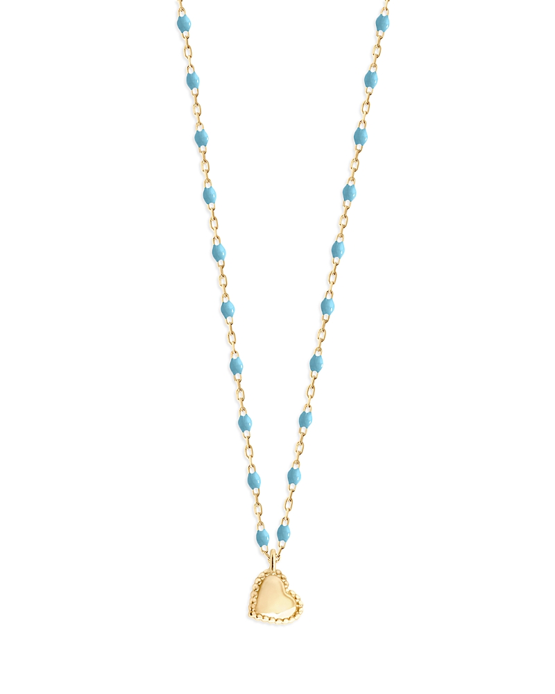 Gigi Clozeau 18k Yellow Gold Lucky Heart Pendant Necklace, 15.7 In Blue/gold