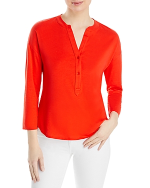Majestic Henley Top In Rouge