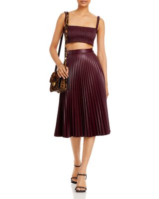Proenza Schouler White Label - Faux Leather Crop Top & Pleated Faux Leather Skirt