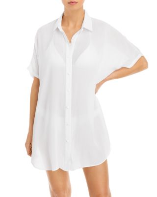 Aqua Swim Button-Down Swim Cover Up Tunic - Exclusive