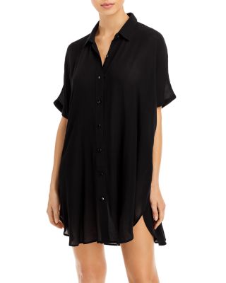 Aqua Swim Button-Down Swim Cover Up Tunic - Exclusive