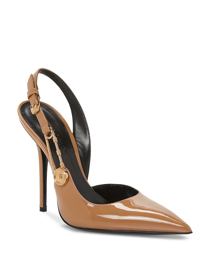 Versace - Women's Safety Pin Pointed Toe Slingback Pumps