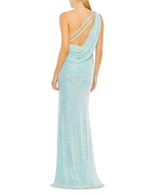 Sequined One Shoulder Column Gown