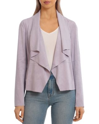 Bagatelle Faux-suede Drape-front Jacket In Lilac