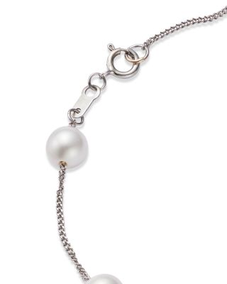 Cultured Freshwater Pearl Station Bracelet in 14K White Gold 