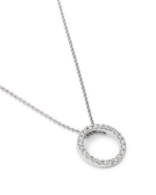Roberto Coin 18K White Gold or Yellow Gold and Diamond Extra Small Circle Necklace, 16&amp;quot;-18&amp;quot;
