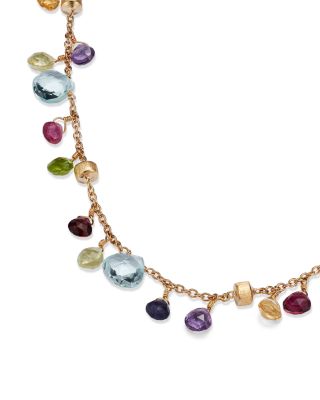 18K Yellow Gold Paradise Blue Topaz & Mixed Gemstone Necklace, 16.5"