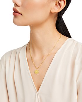 Women Black Long Fabric Strand Choker Necklace Gold Metal Charm Coin Pendant 