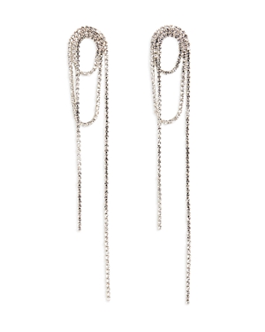 Shashi Cubic Zirconia Looped Chain Statement Earrings in Rhodium Plated