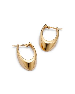 14K Yellow Gold Medium Visor Hoop Earrings 