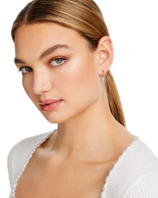 Diamond Star & Moon Dangle Hoop Earrings in 14K Yellow Gold, 0.02 tcw 