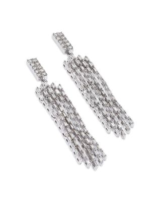 Diamond Fringe Drop Earrings in 14K White Gold, 2.0 tcw 