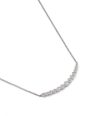 Diamond Bar Necklace in 14K White Gold, 0.30 tcw 