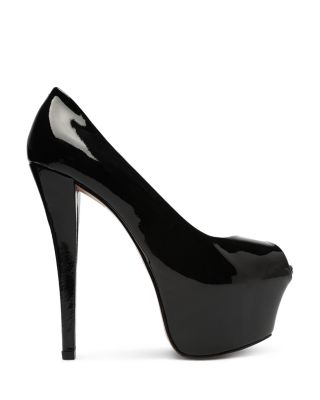 black platform pumps