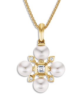 David Yurman - 18K Yellow Gold Renaissance Cultured Akoya Pearl & Diamond Pendant Necklace, 18"