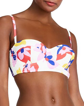 kate spade new york - Smocked Floral Print Bikini Top