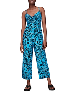 Shop Whistles Starflower Print Tie Jumpsuit In Blue/multi