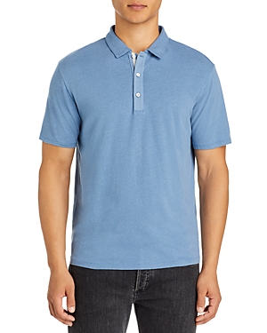 Rag & Bone Relaxed Fit Railroad Stitch Polo In Medium Blue