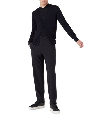 Wool Solid Slim Fit V Neck Cardigan 