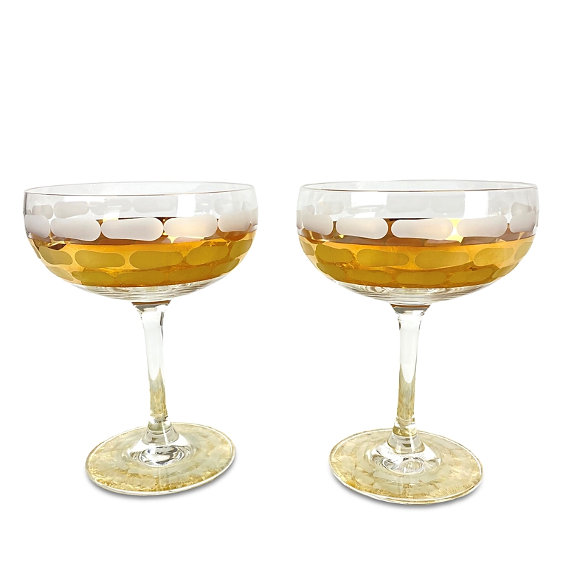 Michael Wainwright Truro Gold 2-piece Coupe Stem Glass Set In Gold